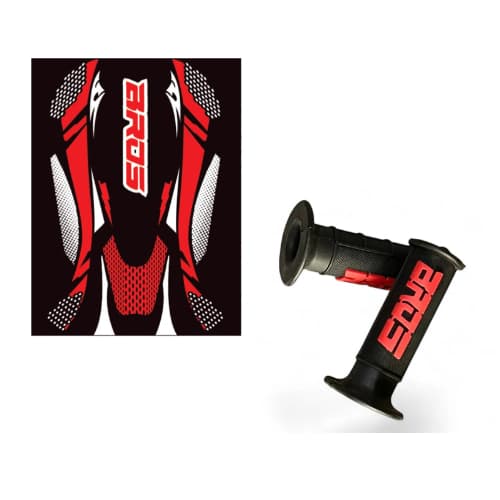 Kit Capa de Banco Moto Bros + Manopla Diamante Vermelha Personalizada Antiderrapante
