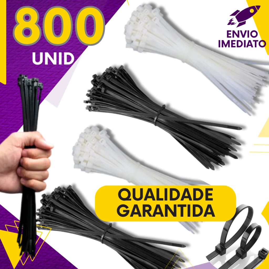 Kit 800 ou 400 un - Abraçadeira de Nylon C/ UV Cinta Plástica Fita Hellermann Enforca Gato Premium