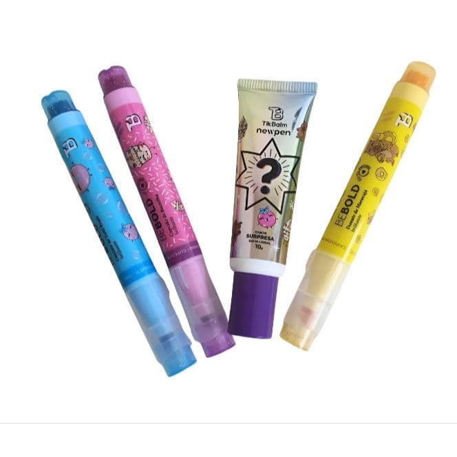Caneta Marca Texto Be Bold Perfumada+ Gloss Labial Sabor Surpresa - Kit com 3 un