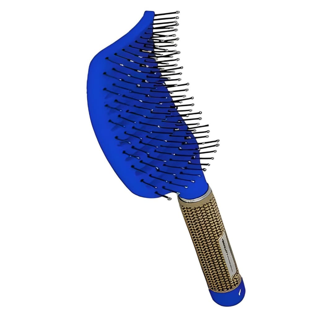 Escova Raquete Curva Desembaraçante E Massageadora Azul