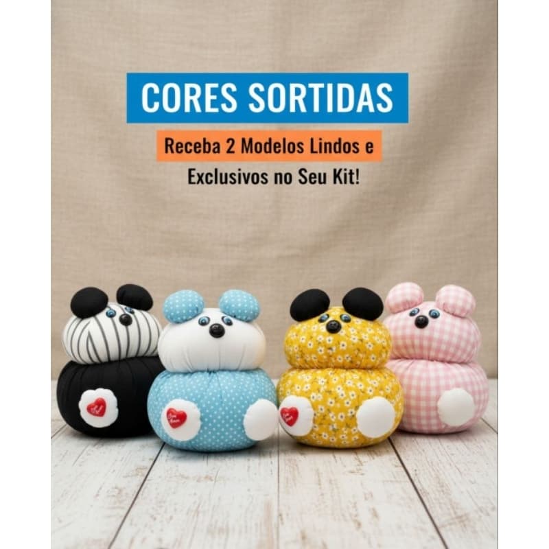 Peso de Porta Artesanal kit C/ 2 Unidades Fofinho Pesado Segura Porta Ursinho