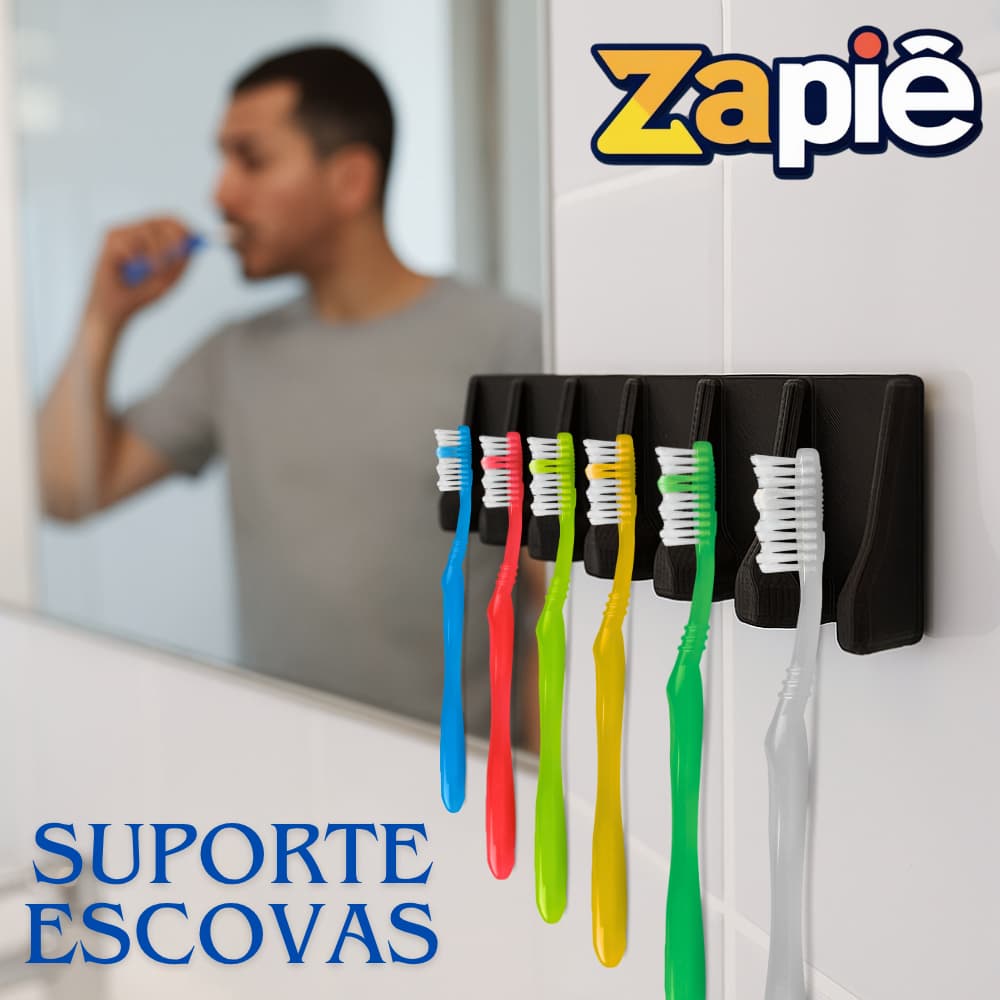 Suporte para Escova de Dente com Espaço para 6 Escovas Organizador de Banheiro
