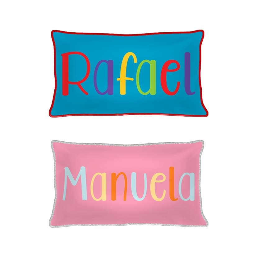 Almofada Infantil Personalizada Nomes Retangular  - PERSONALIZÁVEL P/ MENINOS E MENINAS
