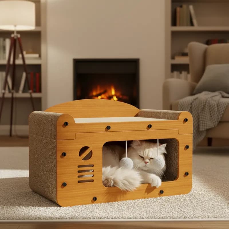 Arranhador Cama Luxo 2 em 1 Para Gatos