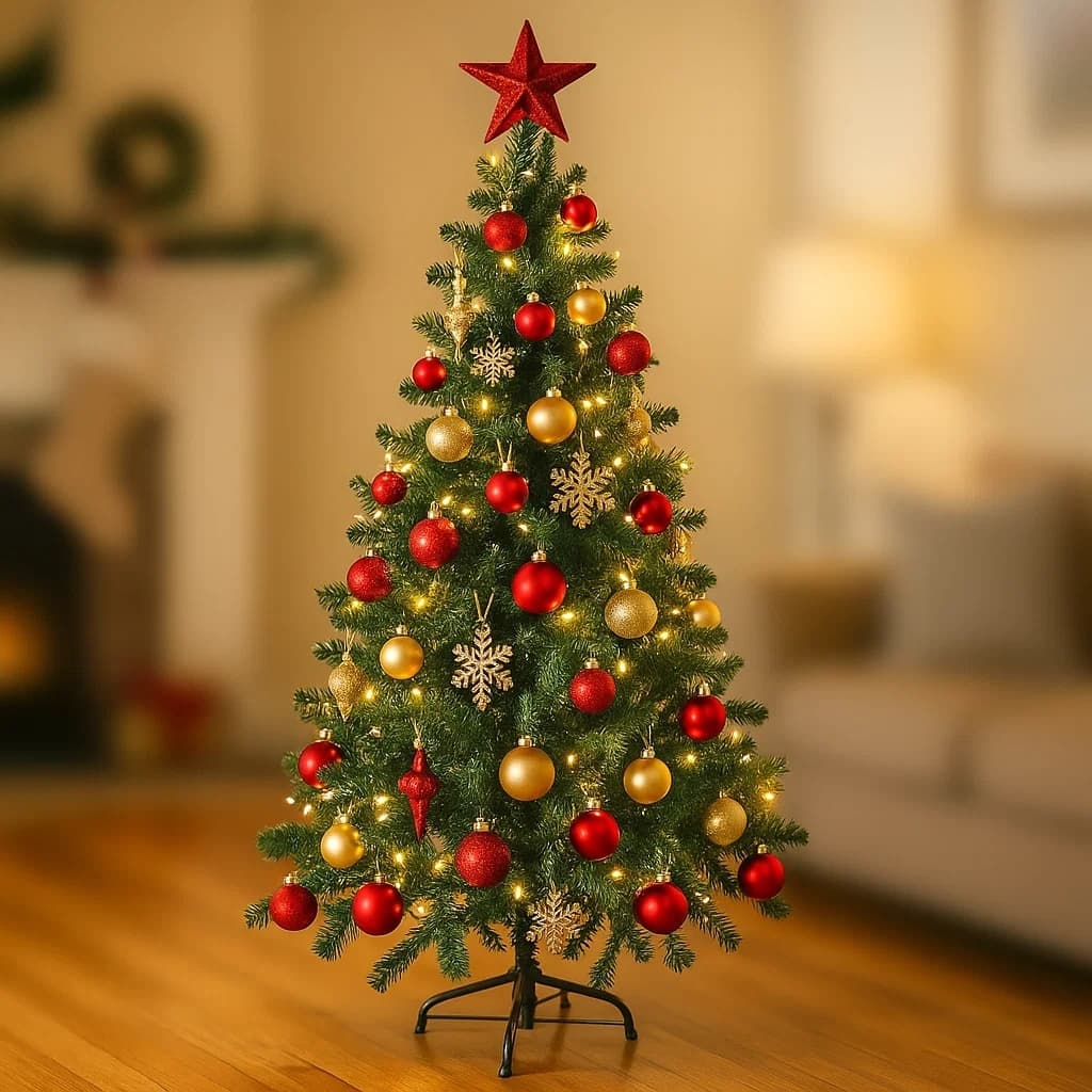 Árvore de Natal 1,80m Pinheiro 320 Galhos Verde Nevada Luxo Decoração Natalina