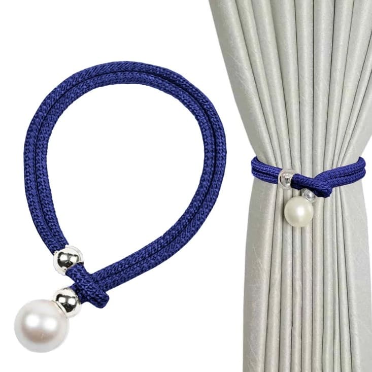 Kit 2 Prendedores De Cortina Corda Com Pérola Amarração Chique Delicado