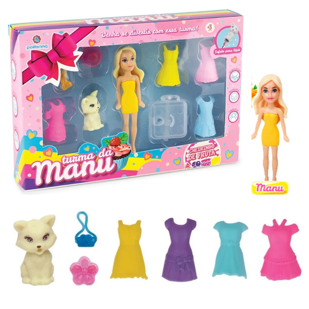 Boneca Turma Da Manu Com Acessórios Sortido Polibrinq Brinquedo Menina
