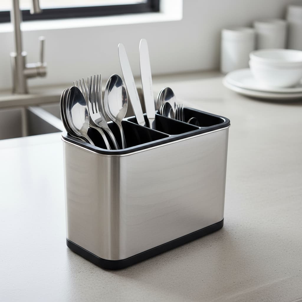 Porta Talheres De Inox Suporte Divisórias Retangular Bancada Pia Cozinha Armário