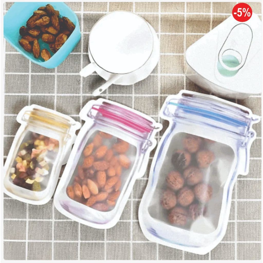 Kit 15 Sacos Zip Lock Hermético Reutilizável Formato de Pote