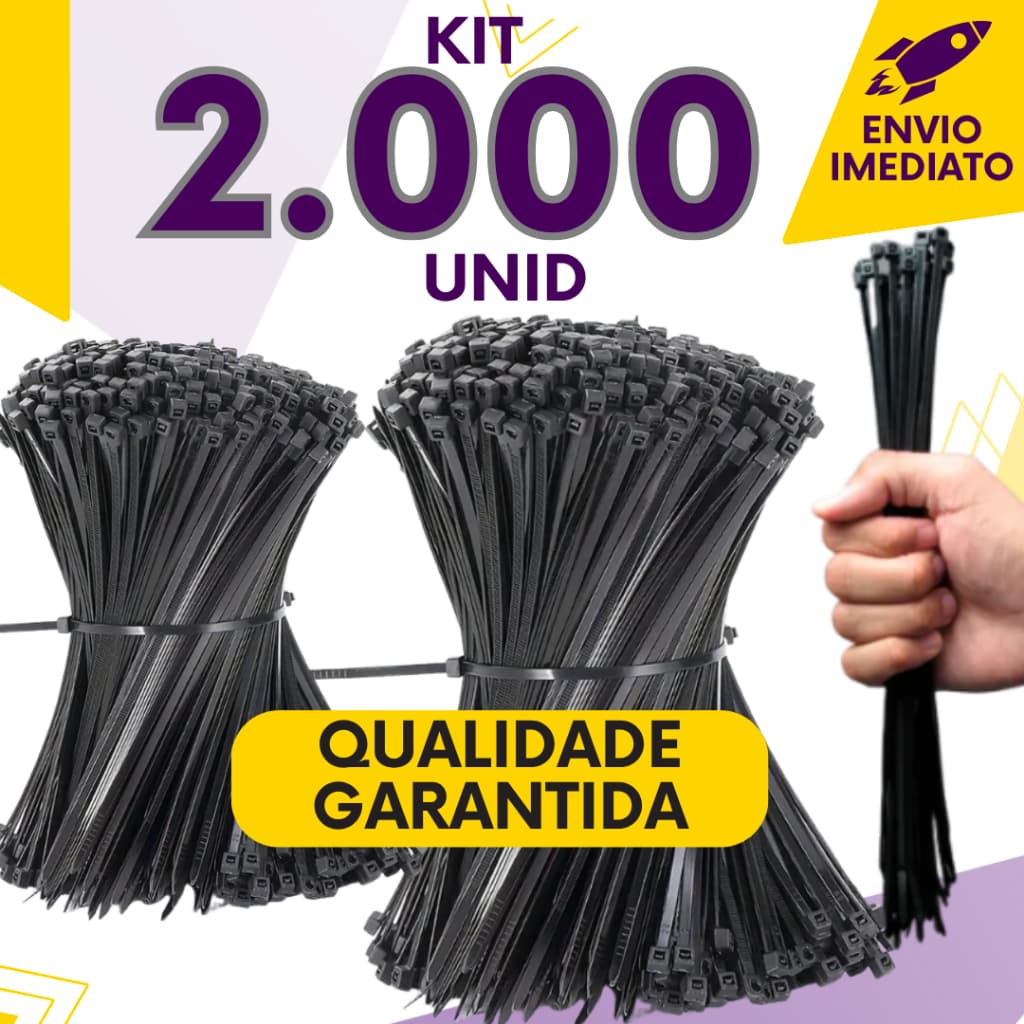 Kit 2000 ou 1000 un - Abraçadeira De Nylon C/ UV Cinta Plástica Fita Hellermann Enforca Gato