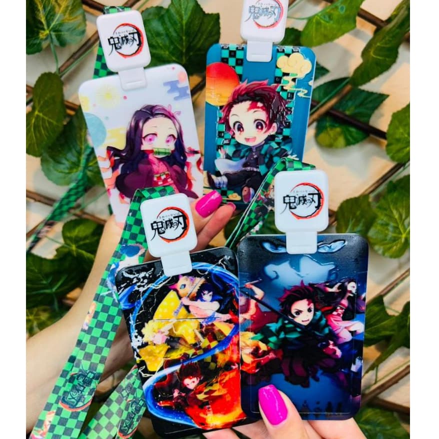 Porta Cartão Demon Slayer com Roller Clip - Anime Japones Kimetsu no Yaiba Porta Crácha Presente