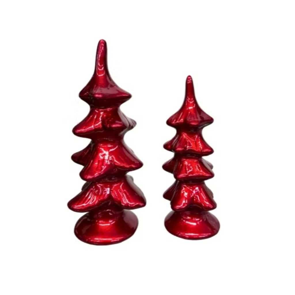 Kit 02 Árvore de Natal Pinheiro Enfeite em Cerâmica