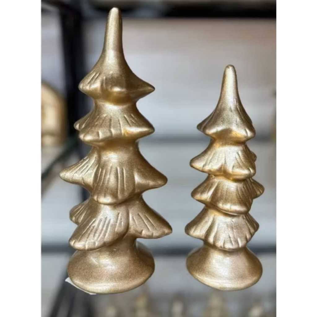 Kit 02 Árvore de Natal Pinheiro Enfeite em Cerâmica