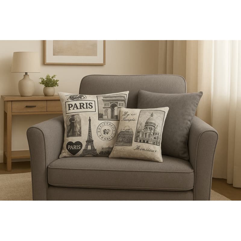 almofada retro /cinza liso dupla face 45x45