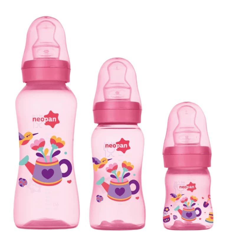 KIT 3 MAMADEIRAS BICO ORTODÔNTICO REGADOR 70ML/140ML/250ML NEOPAN