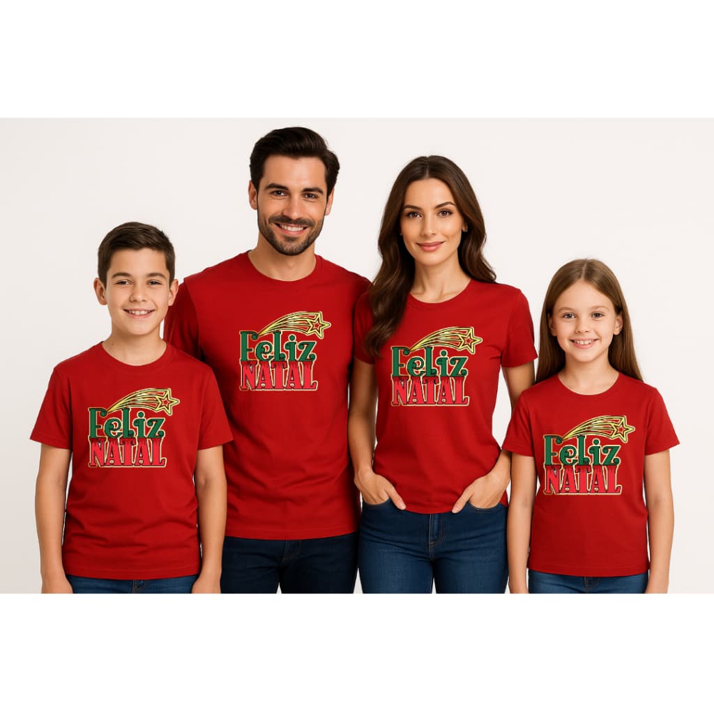 Kit Camisetas Família Natal 2025 – Pai Mãe Filho – Algodão Premium DTF