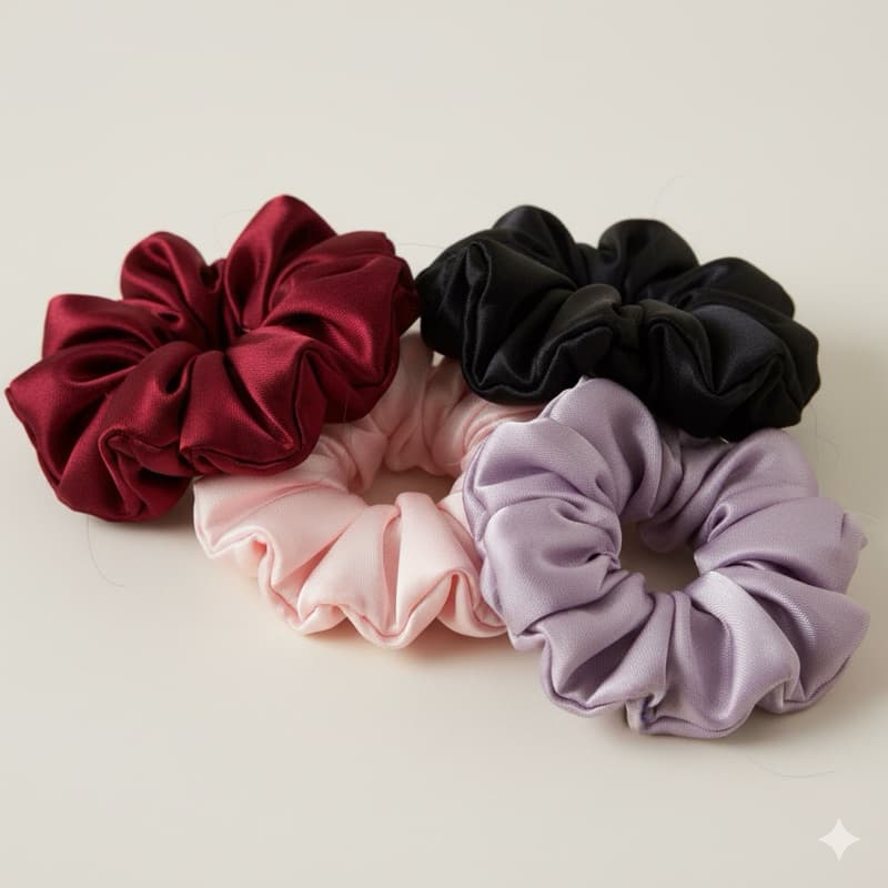 Kit Com Scrunchies de Cetim – Xuxinhas Antifriz e Brilho Intenso