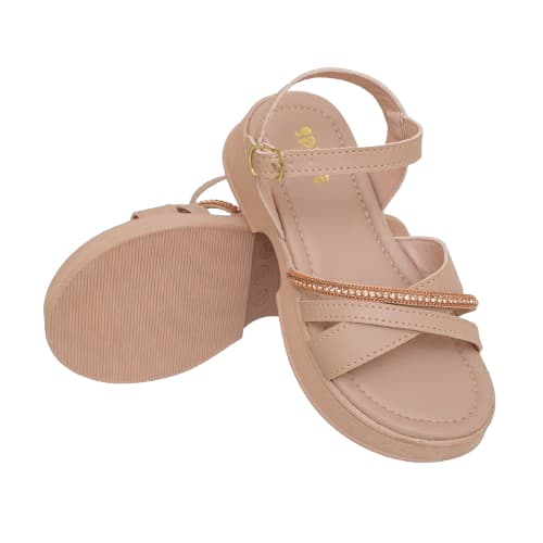 Tamanco Sandália Infantil Menina Feminina Tiras Cruzadas Com Strass Salto Saltinho Moda Confortável