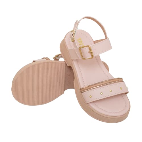 Sandália Tamanco Infantil Menina Feminina Chinelo Anabela Strass Brilhante Brilho Juvenil Confort