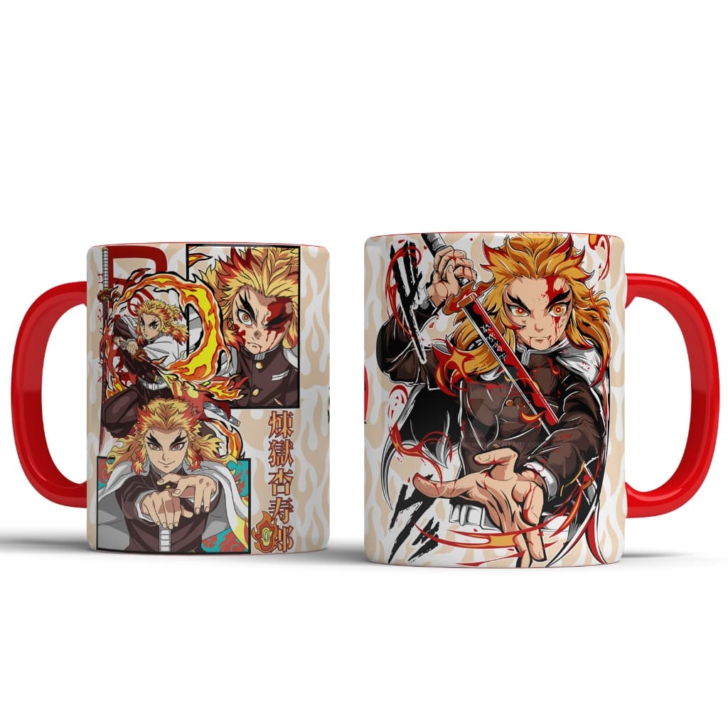 Caneca Kyojuro Rengoku Demon Slayer Kimetsu no Yaiba - Caneca Porcelana Personalizada O Pilar das Chamas