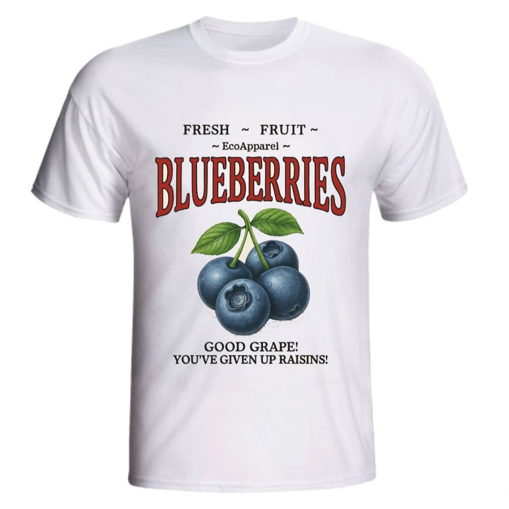 Camiseta Básica 100% Algodão Super Confortável Estampa BLUEBERRIES Tendência 2025