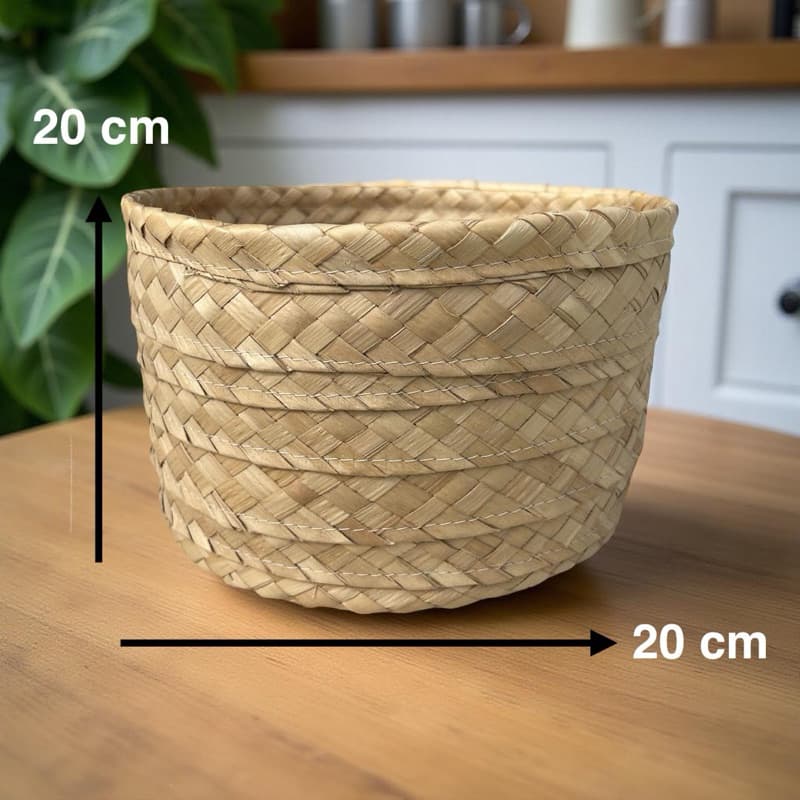 Cesto Decorativo 20x20 Fundo MDF Cesta Organizadora Artesanal Natural para Presente, Banheiro e Sala