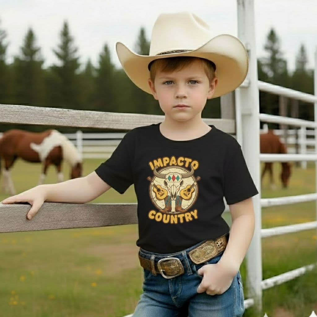 Camiseta Country Masculina Infantil Juvenil IMPACTO COUNTRY ORIGINAL Cowboy Texas Peão do 2 ao 16