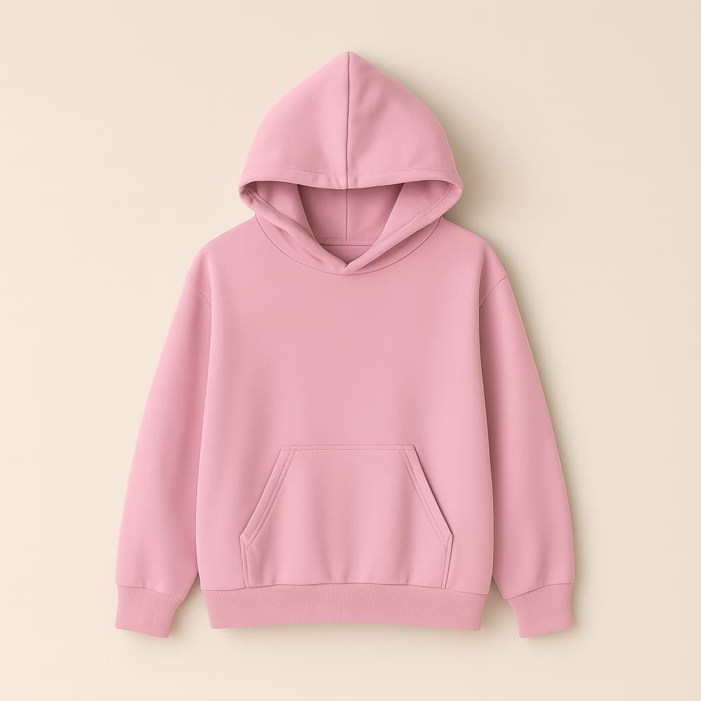 Moletom Canguru  Rosa em Algodão com Capuz e Bolso Unissex