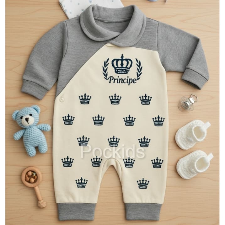 Macacão para bebê menino principe manga comprida roupa de bebê menino