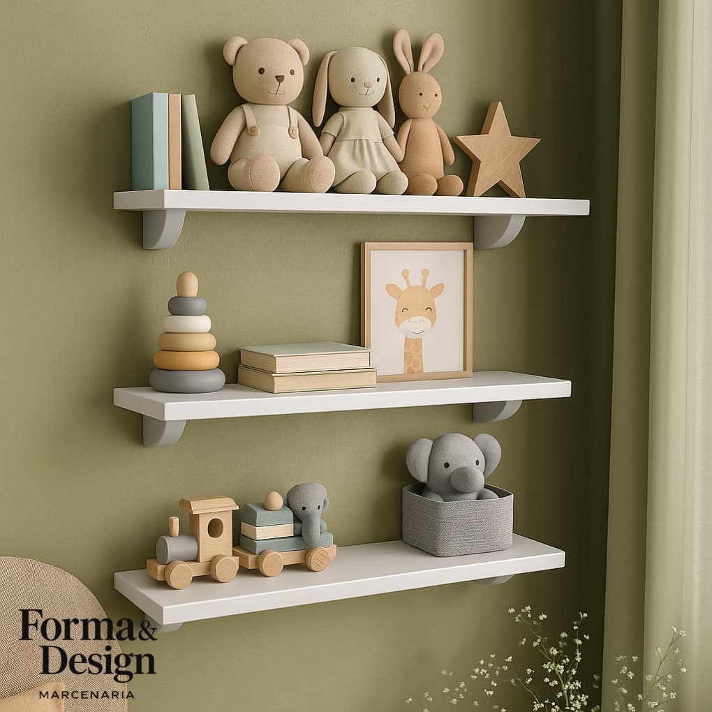 Prateleira Suporte Tucano 40CM | 60CM | 80CM Branca mdf Organização Sala Quarto Escritório banheiro Decoração