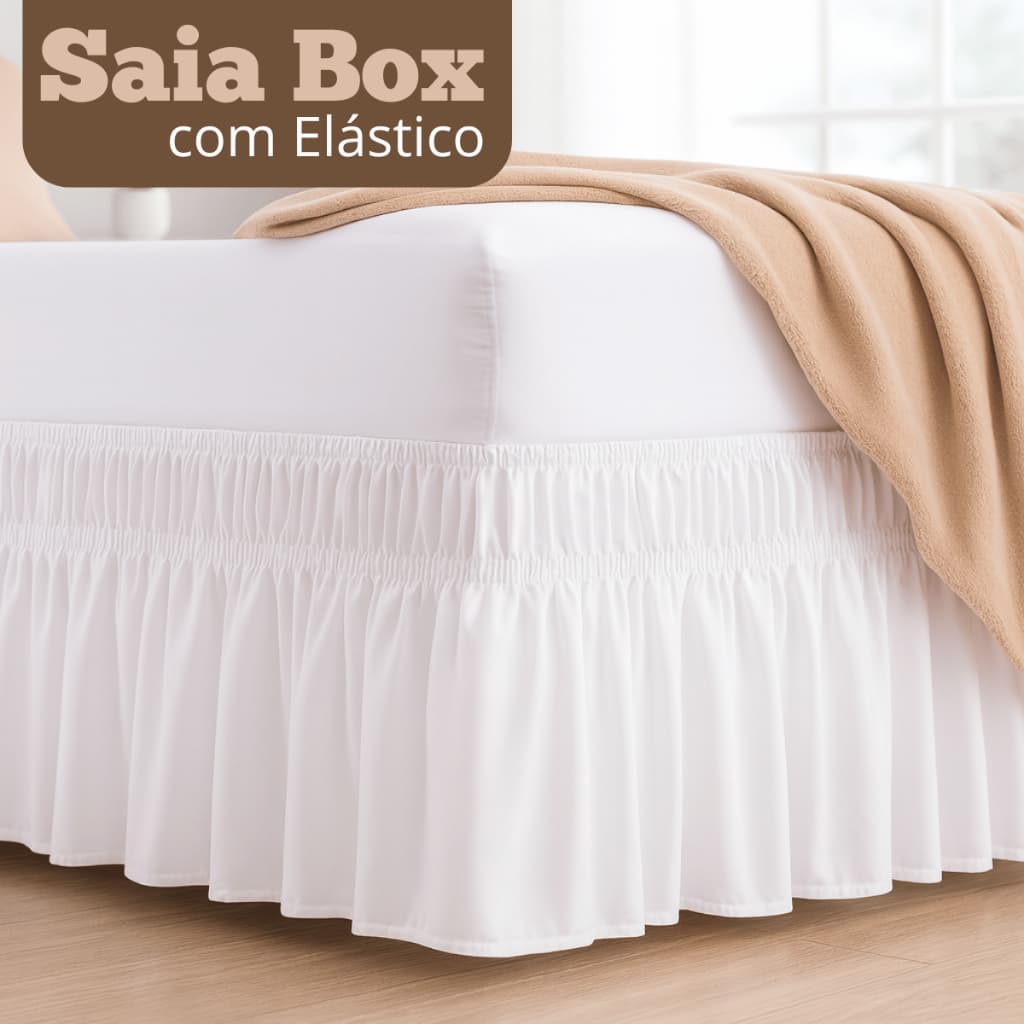 Saia Box Casal Queen Com Elástico Cama Posta Box