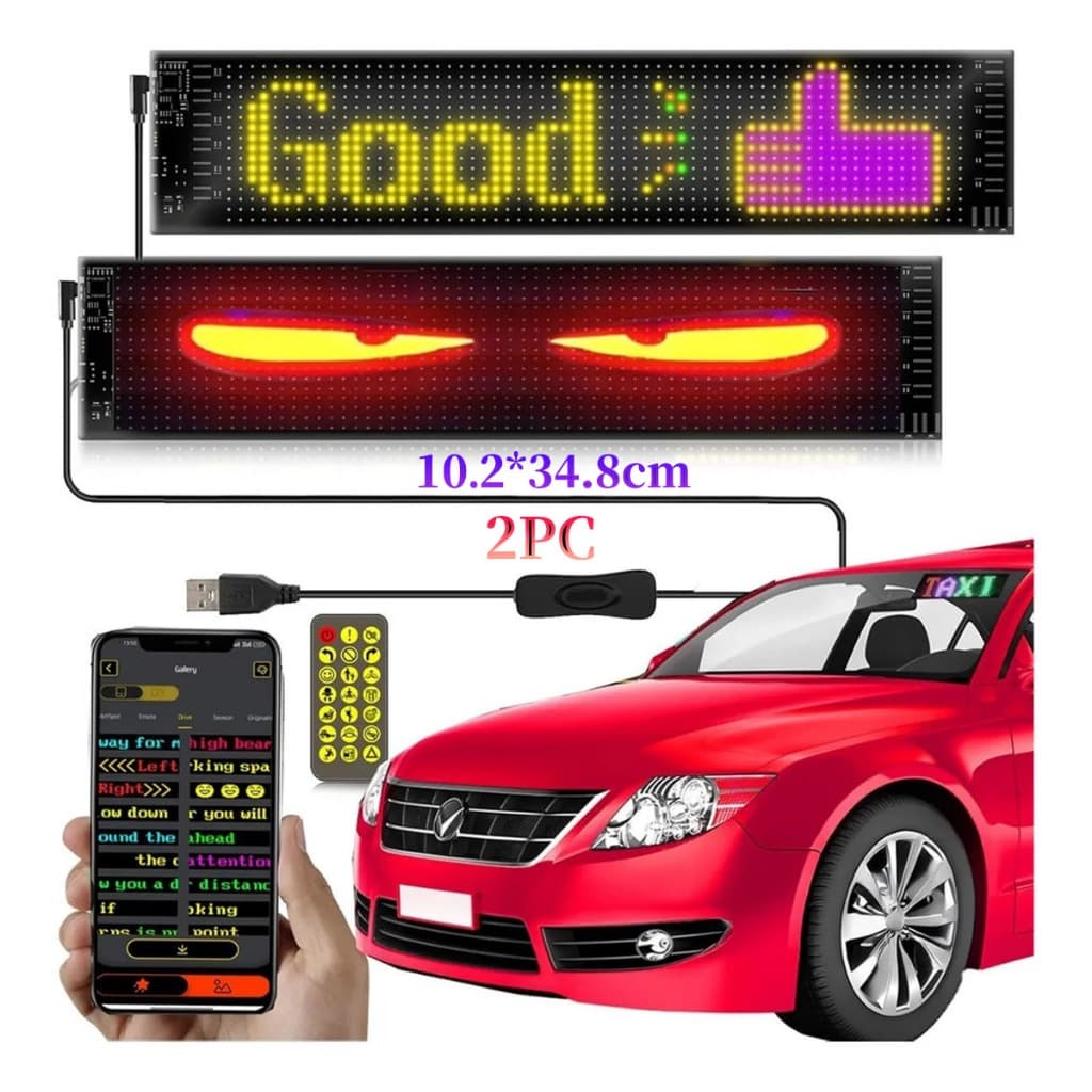 Luz De Olhos Com Display Led Flexível Programável Dobrável Diabo Olho Controle 2pc 10,2 × 34,8 cm À prova d'água