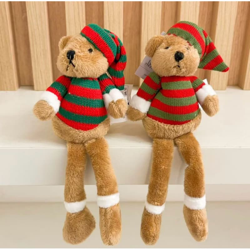 Enfeite decorativo Natal Urso pendente com gorro e cachecol 20CM