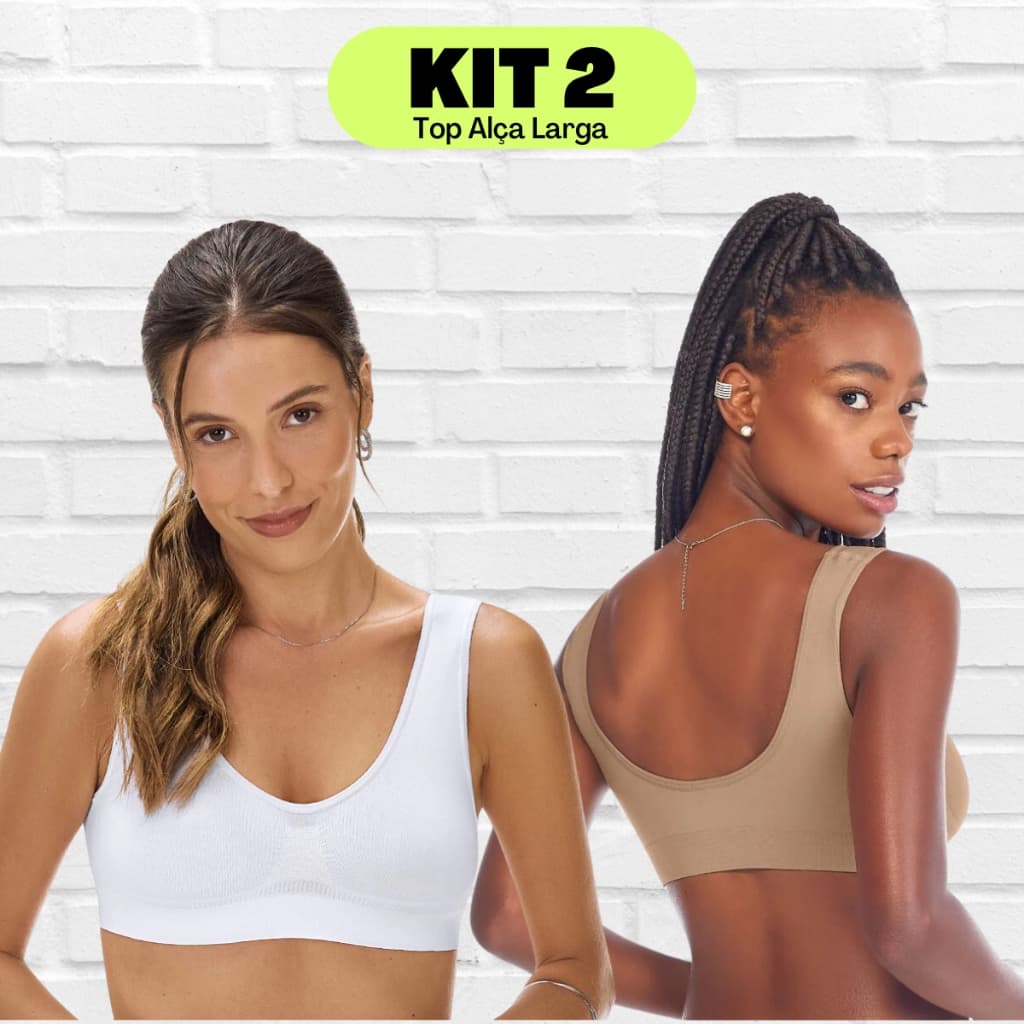 Kit 2 Unidades - Soutien Feminino Adulto Confortável Top Básico Diário