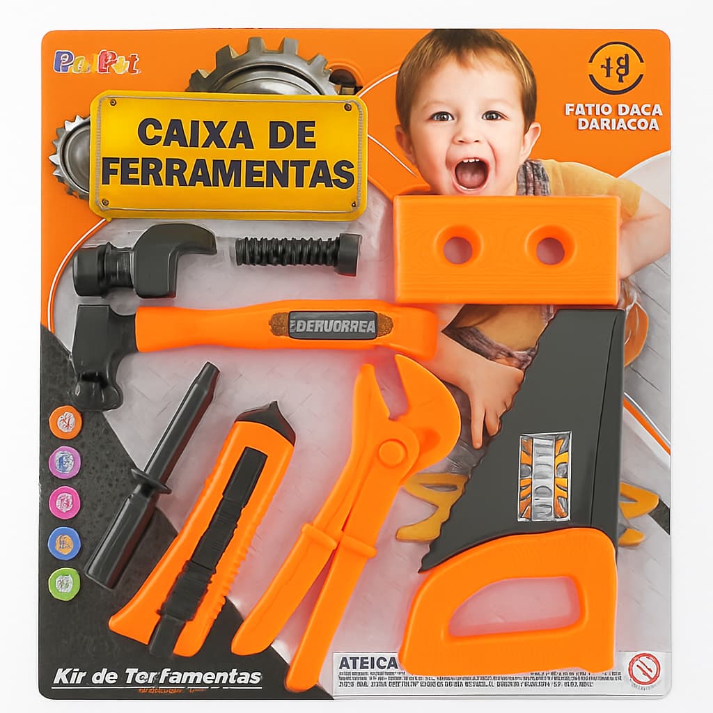 Brinquedo Kit Ferramenta Infantil Educativo e Interativo Com Furadeira Martelo