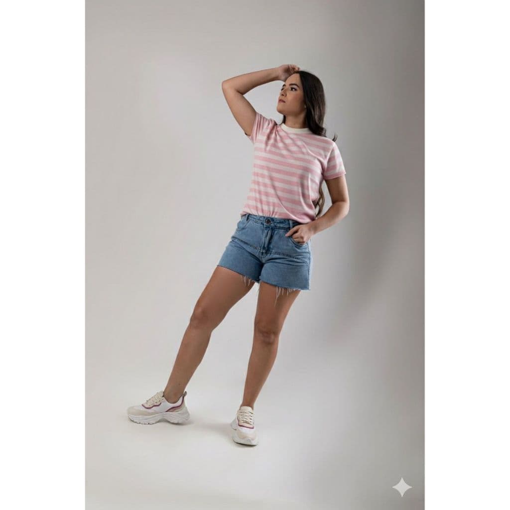 Blusa Feminina Listrada Tendência Blogueira Estilosa Luxo