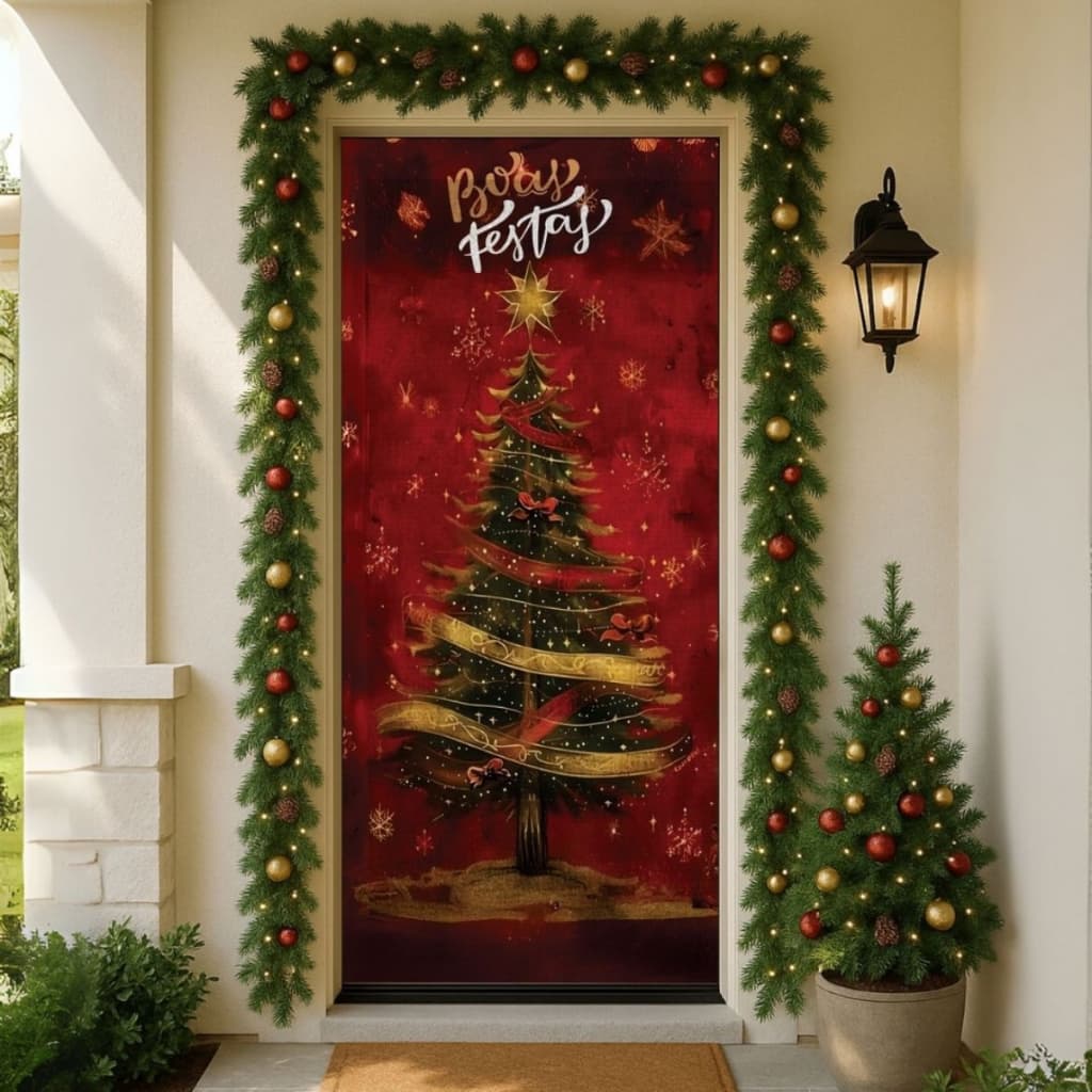 Capa de Porta de Natal Decoração Temática Natalina para Casa