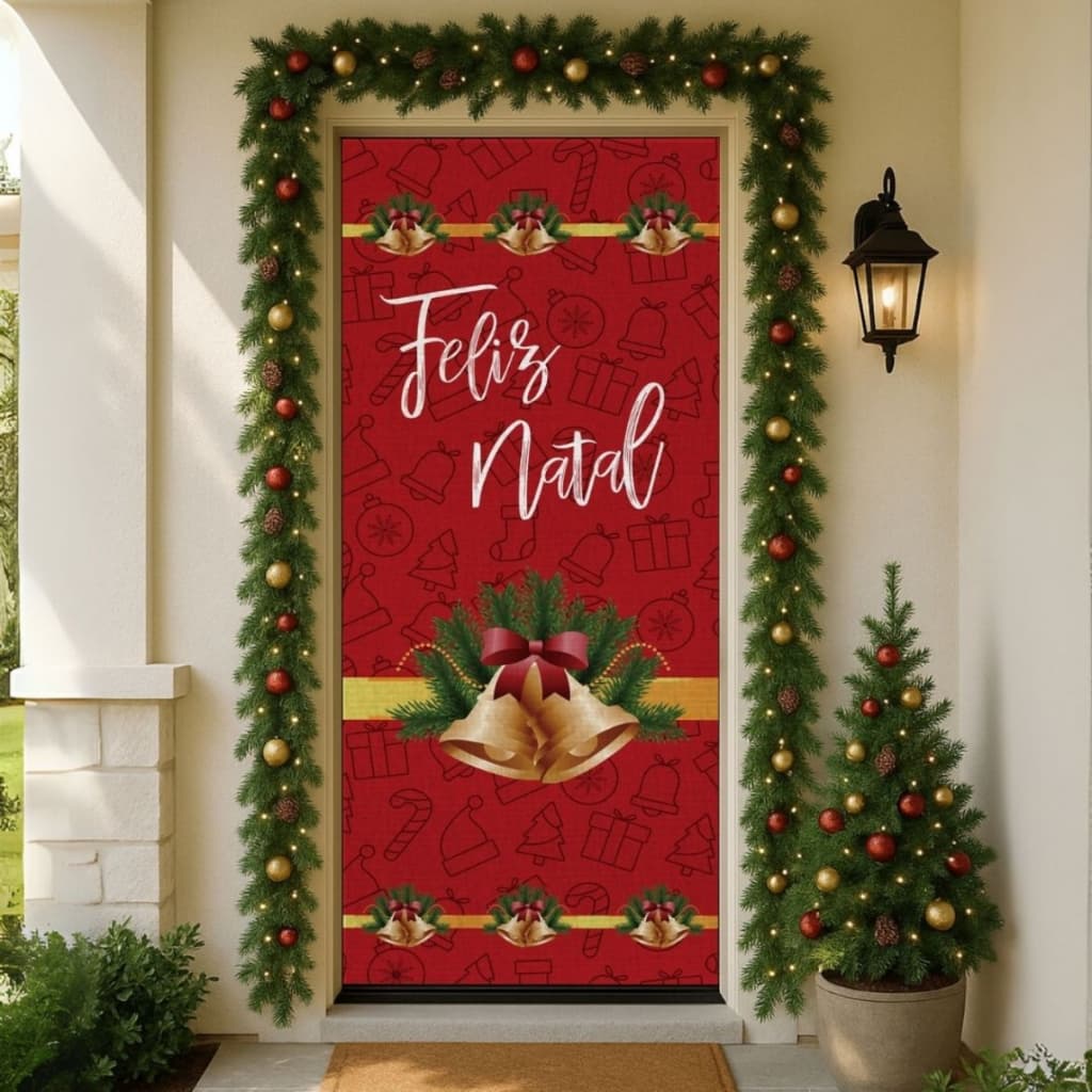 Capa de Porta Natalina Decorativa Enfeite de Natal para Porta de Entrada
