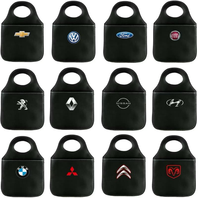 Lixeira Para Carro Automotiva Porta Lixo Organizadora Couro Sintético Automóveis Promoção com Logo