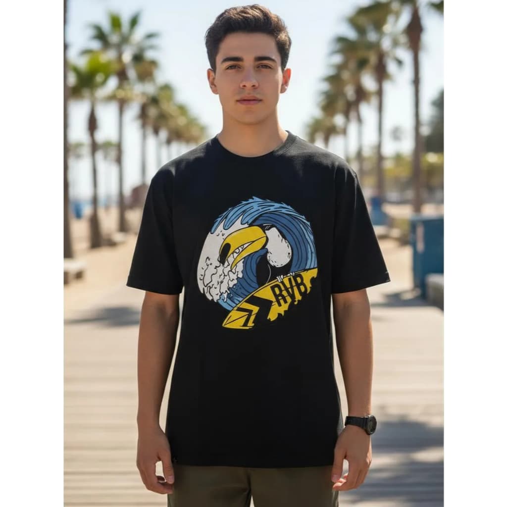 Camisa Preta Estampada Algodão Tucano Reverbe Original