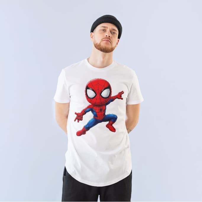Camiseta Masculina 100% Algodão Estampa Homem Aranha