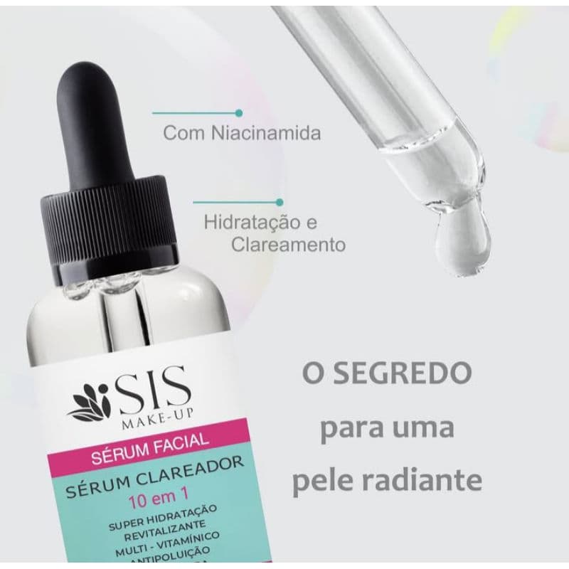 Sérum Clareador 10 em 1 Vitamina C Ácido Hialurônico Anti- Idade 30ml