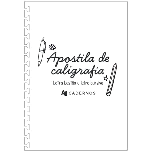 Refil Apostila de Caligrafia para Adultos Letra Bastão e Cursiva 100 páginas 90g/m² Tamanho A5