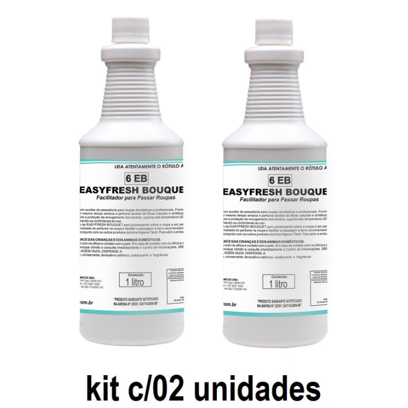 Kit com 2 Easyfresh Bouquet 1L – Facilitador de Passadoria Concentrado, Perfuma, Amacia e Facilita o Passar