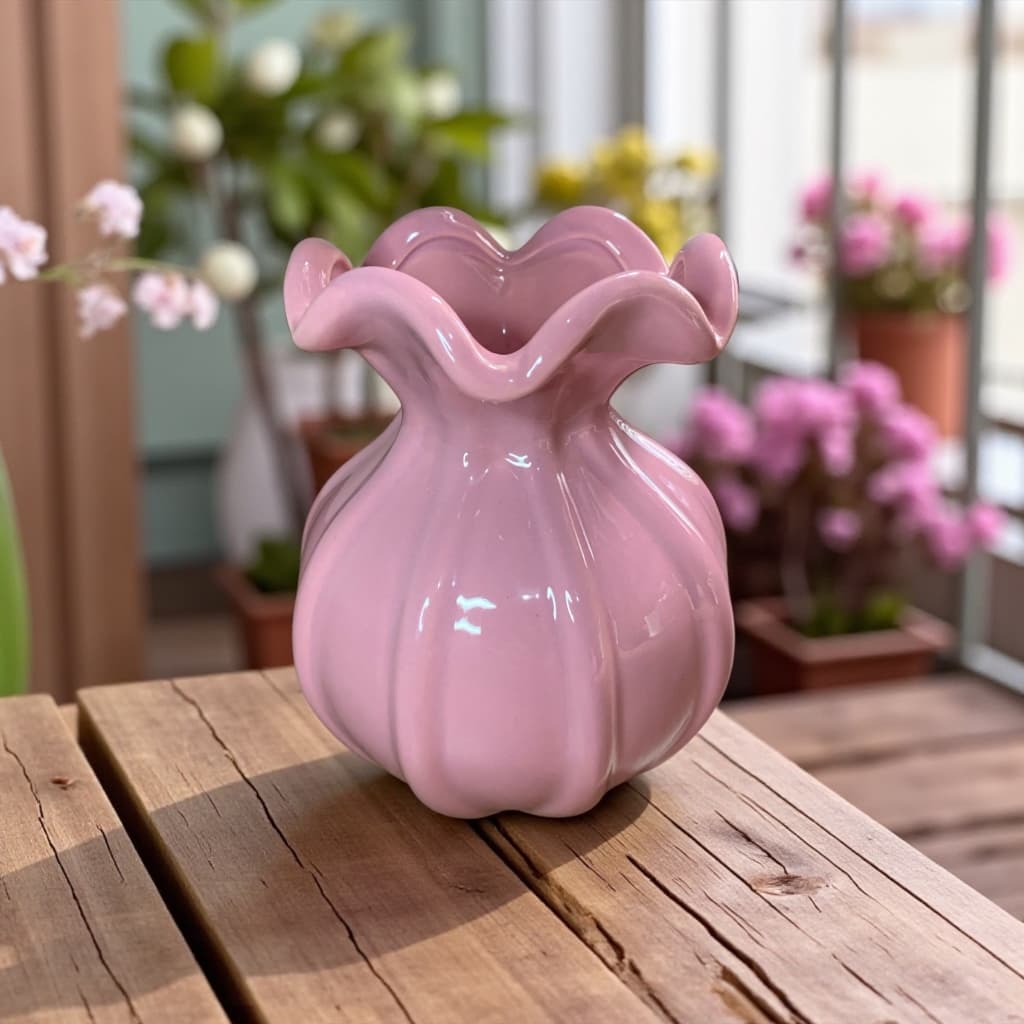 Vaso Murano Em Formato De Trouxinha Pitado A Mão Em Cerâmica