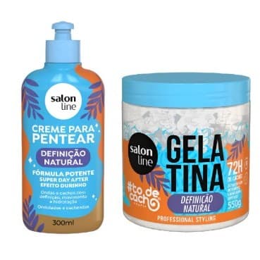 Kit Creme Pentear Definição Natural E Gelatina Salon Line Cachos 300ml + 500g