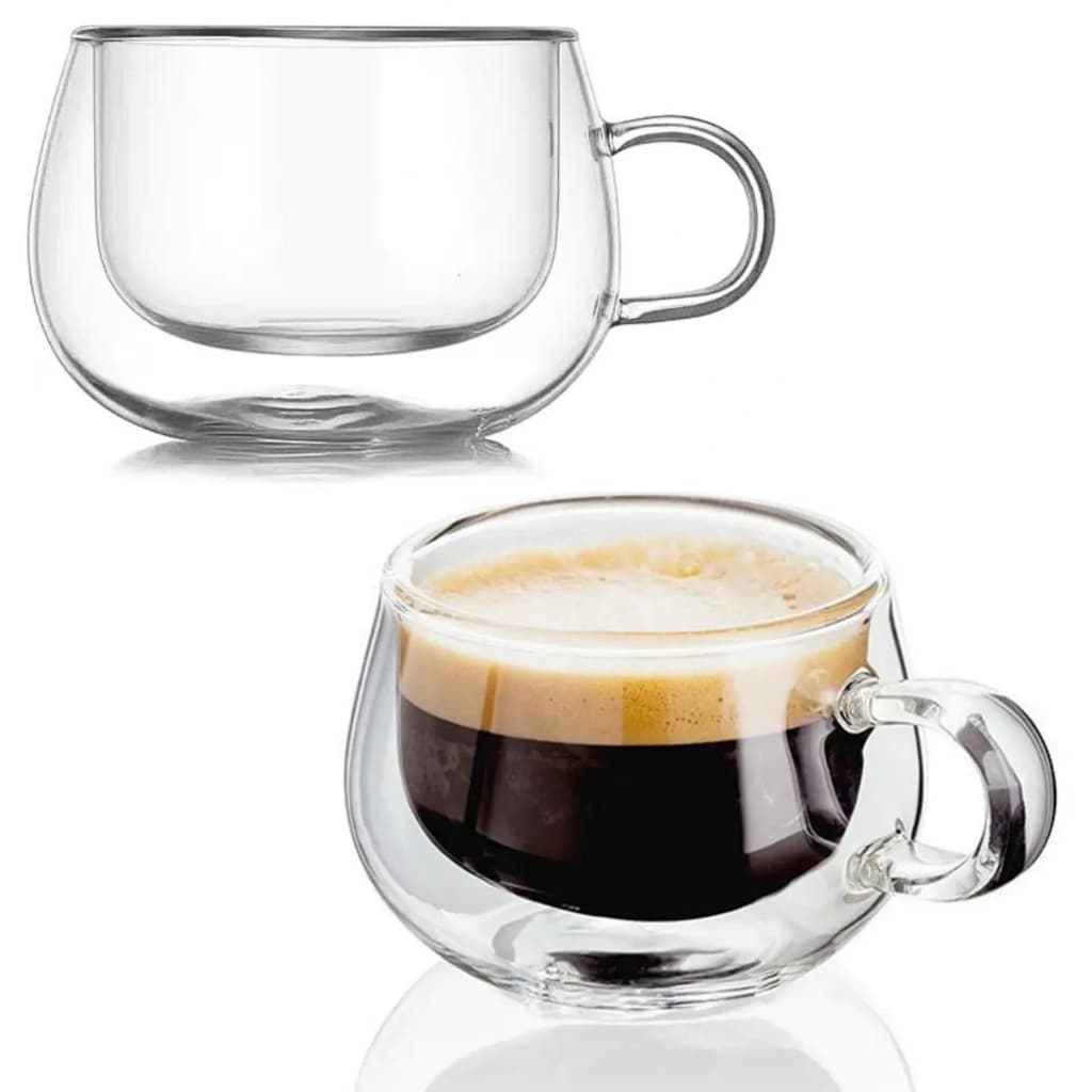 Xícara Café Vidro Duplo 150ml Kit 2 Unidades Promoção
