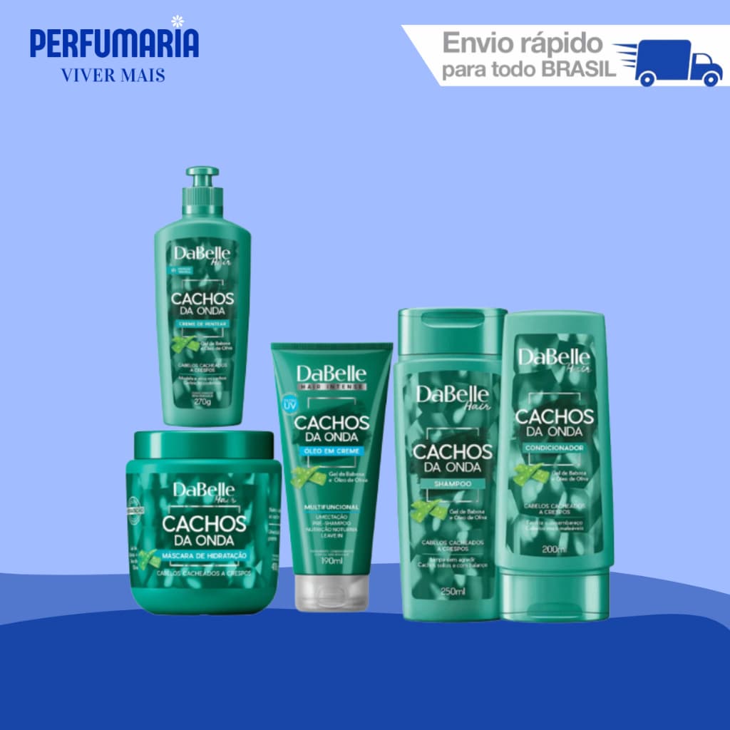 Kit DaBelle Cachos da onda com Oleo em Creme ou Creme de Pentear (4 itens)