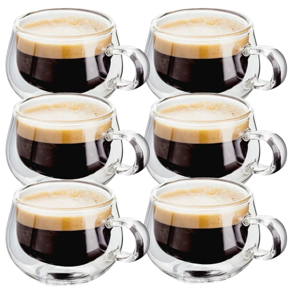 Jogo De Caneca Vidro Duplo Caneca Parede Dupla 6un 150ml