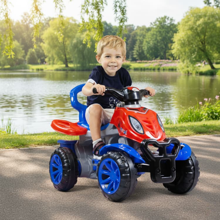 Carrinho De Passeio Quadriciclo Infantil Maral Com Pedal E Buzina Empurrador Motoquinha